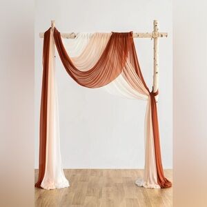 Ling’s Moment Wedding Arch Drapes in Sunset Terracotta